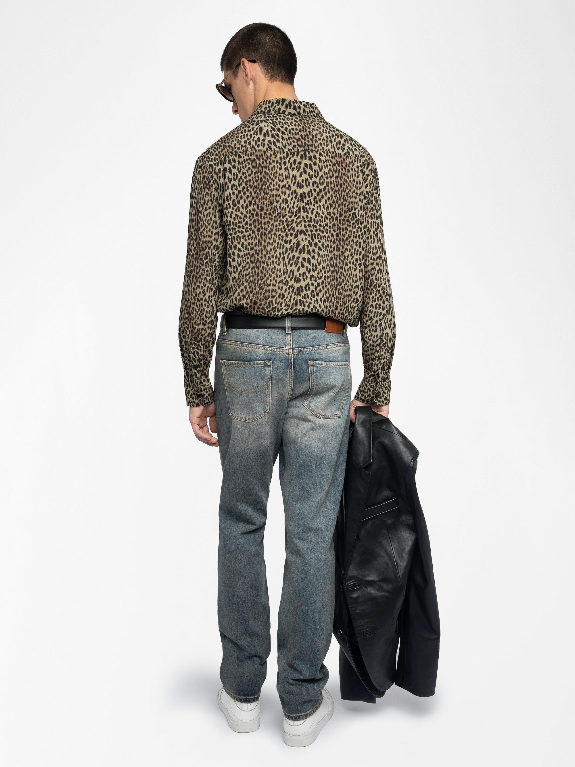 Tyric Shirt - Viscose shirt with leopard print, long sleeves and button fastening.